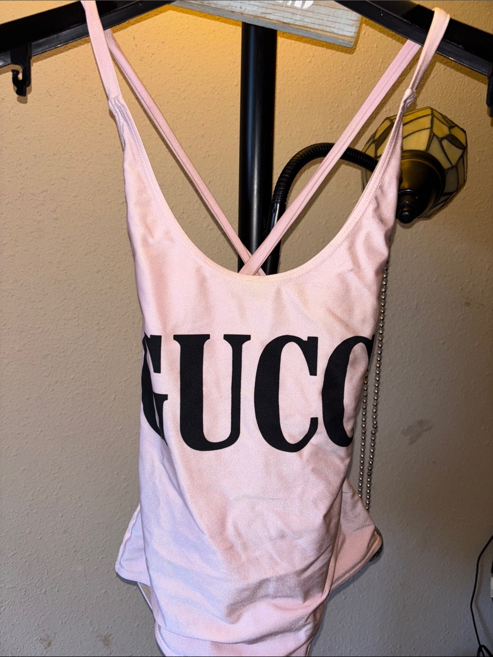 Gucci Pink One-Piece Swimsuit with Black Logo